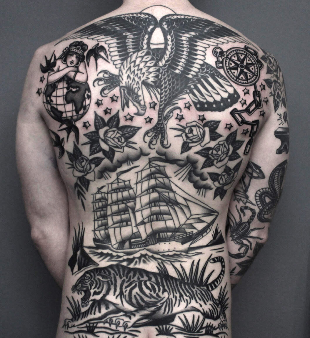 Discover 104 about black and white traditional tattoo latest  indaotaonec
