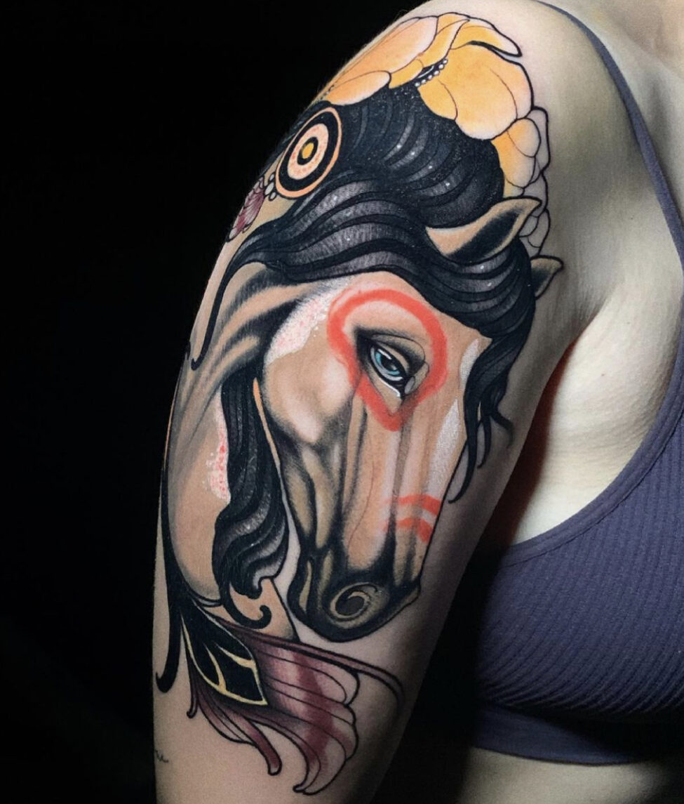 Uncle Chronis tattoo and body piercing  Neotraditional horse tattoo done  by stonetattooer at unclechronistattoo For more cool tattoos dont  forget to follow our page unclechronistattoo      tattoo 